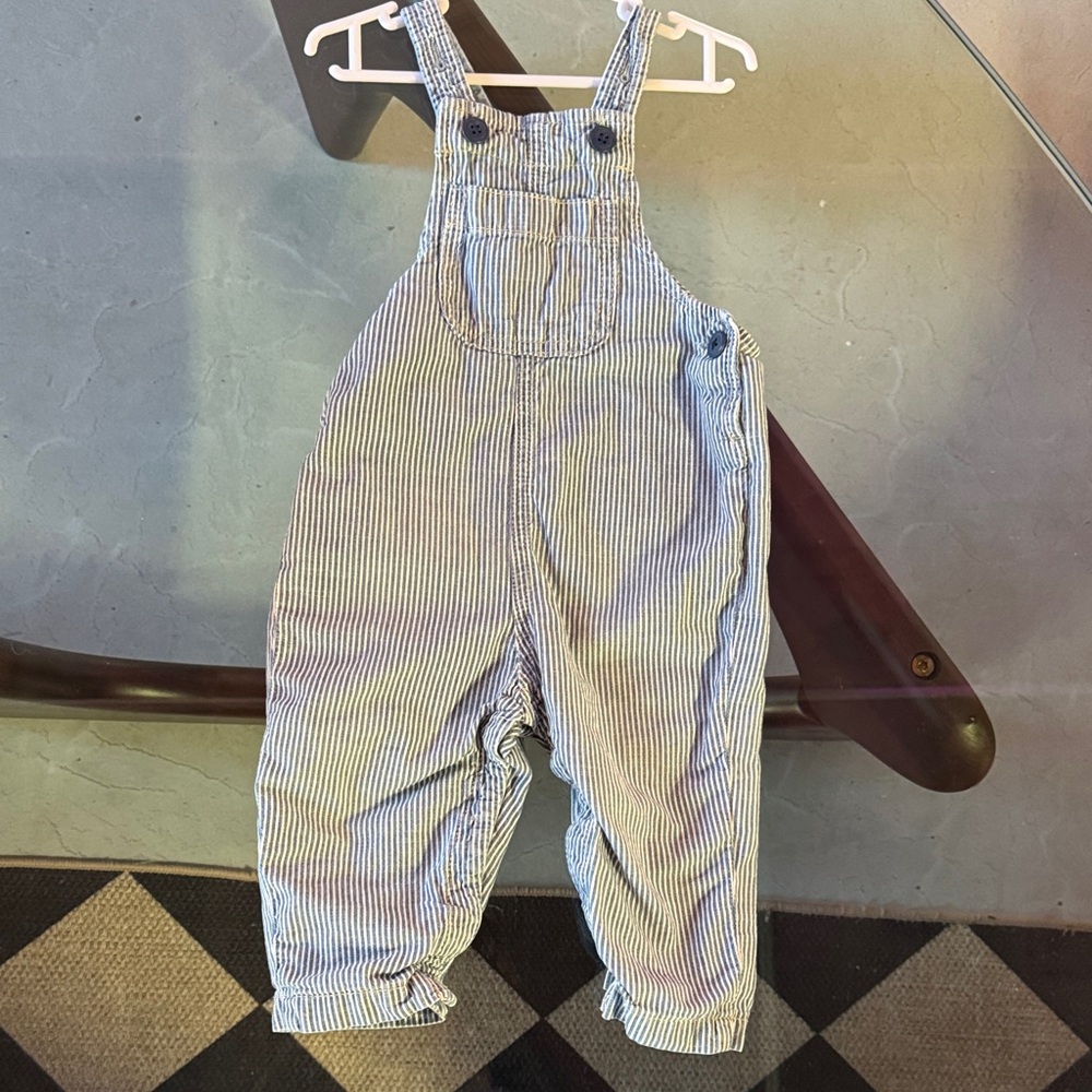GAP Kids Blue and White Striped Overalls